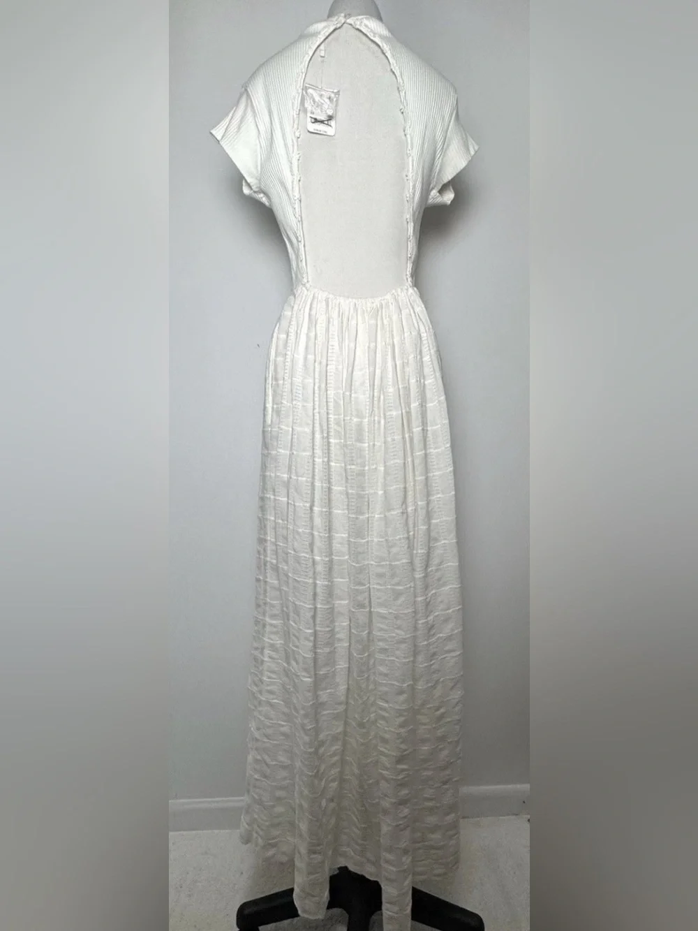 Free People Serenity White Lace Maxi Dress XL Open Back Boho Beach NWT